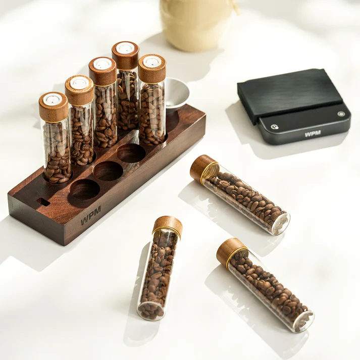Coffee Bean Storage Set with Walnut Wood Stand